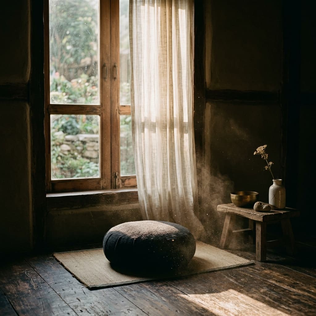 Soft morning light filtering through a window in Nepal
